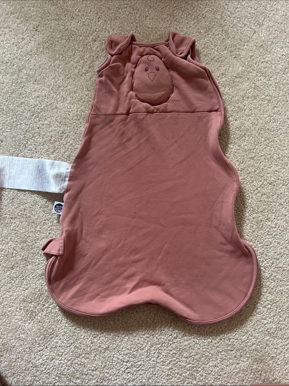 Nested Bean Mauve Pink Swaddle Sleep Sack with Chick Embroidery